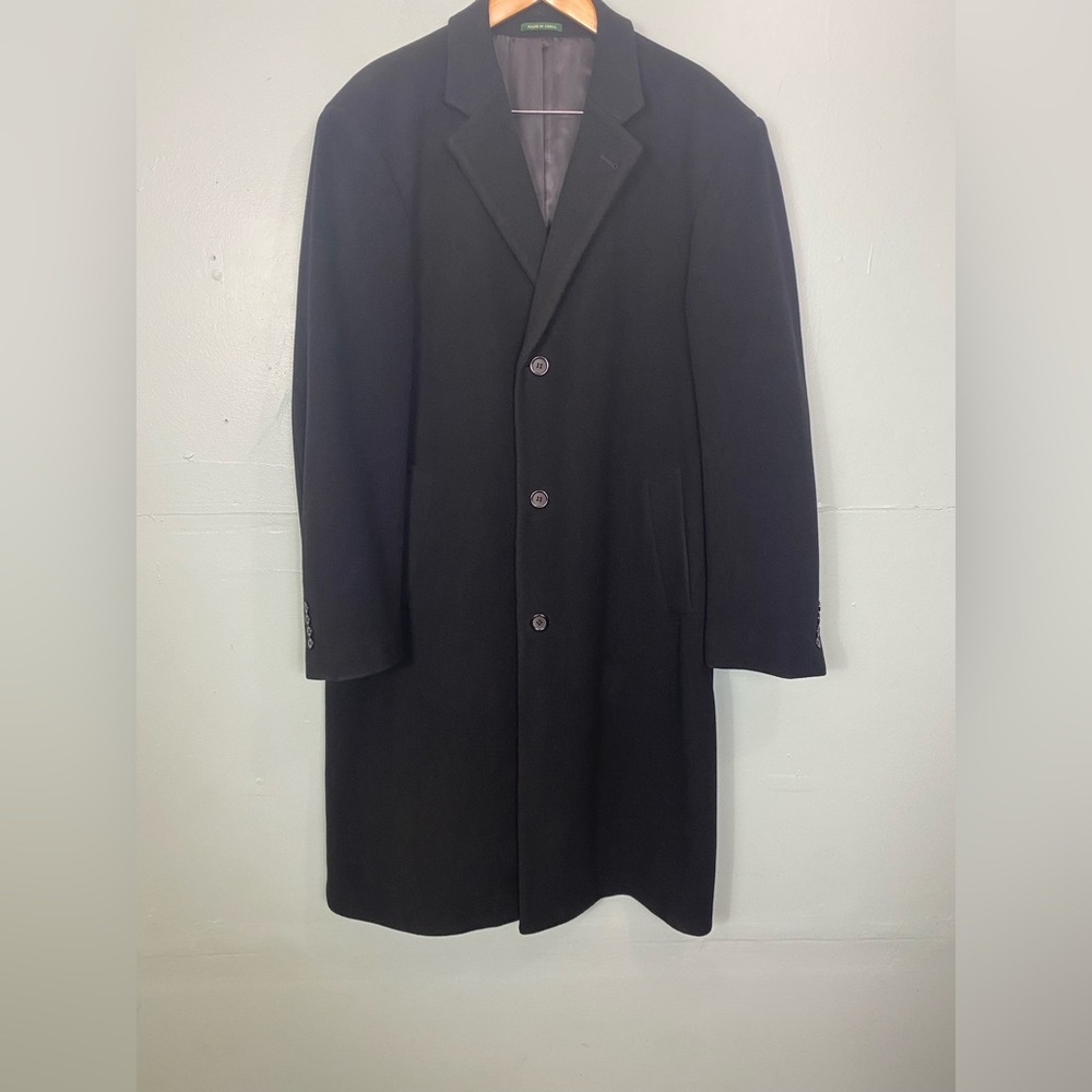 Lauren Ralph Lauren Wool Cashmere Black Pea Long Coat Overcoat Size 44 Long